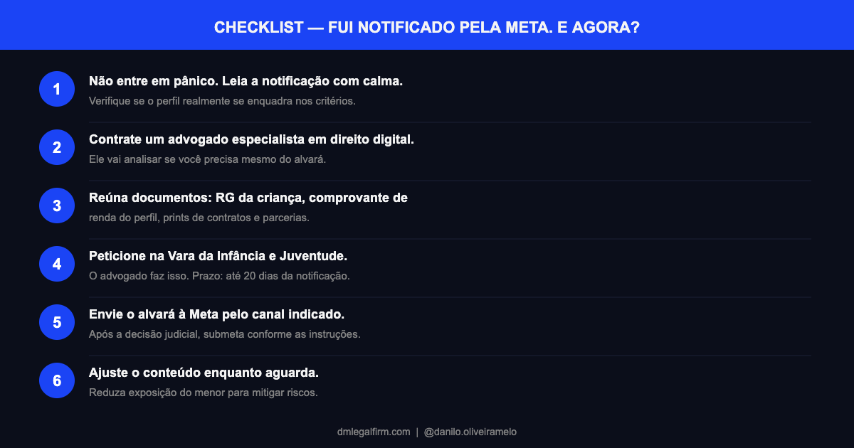 Checklist do que fazer ao receber notificacao do alvara judicial da Meta
